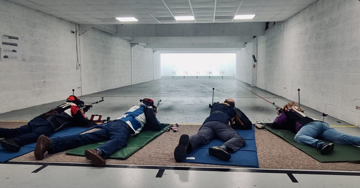 Competitors shooting in prone position at Pinhoe Trophy Open Prone competition